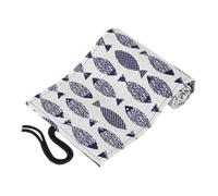 TEHAUX Canvas Pencil Roll Organizer with Slots Cute Cartoon Saury Pattern Portable Cotton Linen Drawing Pencil Storage Case Space-Saving Art Supplies Holder for Students and Artists