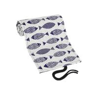 TEHAUX Canvas Pencil Wrap Roll Up Case with Slots Portable Drawing Colored Pencil Organizer with Cartoon Saury Pattern Space-Saving Roll Design for Artists and Students