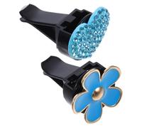 TEHAUX Car Vent Diffuser Clips Easy Maintenance for Car Interior Decor 2pcs Heart and Flower Shape Zinc Alloy with Rhinestone Effortless Installation