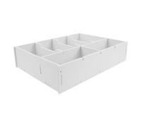 TEHAUX Cash Box with Dividers Plastic Storage Bins 12.6x9.8x2.8in Multi-Compartment Design Easy Organizing Cash and Coins Simple Stylish Desktop Drawer Organizer