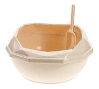 TEHAUX Cat Toilet Half-closed Plastic Cat Litter Toilet with Shovel Anti-splashing Khaki for Indoor Home Use Random Color
