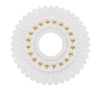 TEHAUX Ceiling Medallion Decorative Plate 7" Outer Diameter X 2" Inner Diameter Gold White Faux Plaster Ceiling Fan Hole Trim for Chandeliers and Fans
