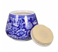 TEHAUX Ceramic Canister with Lid 870ml Blue and White Porcelain Multi-function Storage Jar Elegant Retro Home Accessory Suitable for Shopping Mall for Tea and Scented Tea
