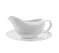 TEHAUX Ceramic Gravy Boat and Saucer Set, 500ml White Porcelain Sauce Pitcher, Drip-Free Serving Pouring Spout Dish Tray for Thanksgiving Christmas Dinner Gravy, Salad Dressings, Soy Sauce