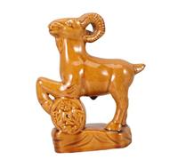 TEHAUX Ceramic Ram Ornament for 2027 New Year with Durability and Stability, Traditional Chinese Feng Shui Goat Statue with Unique Glaze Flow and Rounded Form, for Desk and Year