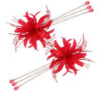 TEHAUX Chinese Style Flower Hair Clips with Red Tassels 1 Pair, Hanfu Bridal Hair Accessories Asian Decorative Barrettes for Weddings and Traditional Hairstyles