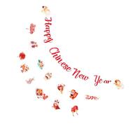 TEHAUX Chinese Year Banner Garland Festive Hanging Paper Banner Decor for Party Backdrop and Happy Year Celebration with Auspicious Design