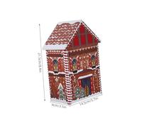 TEHAUX Christmas Candy Box Tinplate with Lid Metal Cookie Storage Tin House Shape for Holiday Treats Easy-clean Festive Gingerbread Man Design Christmas Packaging and Party Decor