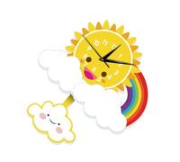 TEHAUX Clock Movement and Accurate and High with Precision Material Creative DIY Swing Sunburst Rainbow Design, Pvc Foaming Board Time Keeping Wall Bedroom Study Room