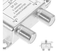 TEHAUX Coaxial Cable Splitter for Tv with 2 Outputs, Compatible with Rg6 and Catv System, 5-2400mhz Frequency, Aluminium Alloy Material, Suitable for Amplified Antennas and High Speed
