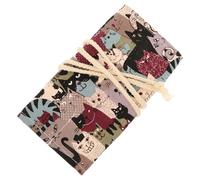 TEHAUX Colored Canvas Organizer for Watercolor Pen Storage Capacity Cat Design Case for Artists and Students Elastic Slots for Easy Access
