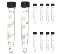 TEHAUX Conical Centrifuge Tubes,10PCS 15ml Leak- Proof Sterile with Screw Cap Graduated Glass Vial Tube Test Container