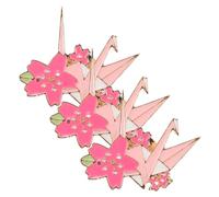TEHAUX Crane Match Blossom with Cherry 3pcs Delicate Set Brooch Paper Design, Zinc Alloy Material, Easy to Withstands Wear and Daily for Scarfs and Hats on Leisure Occasions