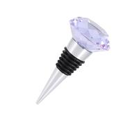 TEHAUX Crystal Diamond Wine Stopper Silicone Seal Ring Metal Bottle Sealer for Wine Beer Beverage Stylish Purple Plug for Wedding Party Banquet and Holiday Events