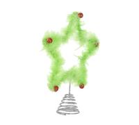 TEHAUX Cute Green Furry Christmas Tree Star Topper Xmas Tree Ornament for Holiday Parties Metal Treetop Decoration for Home Office and Shop Displays