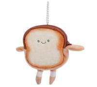 TEHAUX Cute Plush Toast Coin Purse Soft Fabric Wallet with Dedicated Compartments Creative Kawaii Style Adorable Keychain for Daily Routine and Traveling Small Items