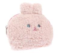 TEHAUX Cute Rabbit Shell Coin Purse Pink Plush Money Bag Soft Cartoon Lipstick Pouch for Makeup Storage and Travel Accessory