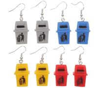 TEHAUX Dangle Earrings Plastic and Resin Material Unique Garbage Can Shape 4 Pairs Trendy Costume Props Jewellery for Women for Festival and Daily Life