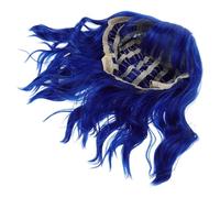 TEHAUX Dark Blue Short Wavy Bob Wig with Bangs for Women, Synthetic Hair, Shoulder Length Curly Style, Universal Fit Design, Simple to Wash, for Role Play and Carnival Parties