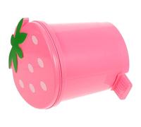 TEHAUX Desktop Wastebasket Small Cartoon Shaped Pink Plastic Small Trash Bin with Lid Foot Pedal for Home Indoor Office 16X16X14.5Cm
