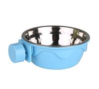 TEHAUX Detachable Dog Bowl Stainless Steel Pet Bowl with Plastic Holder Blue Can Be Fixed on Cage Prevents Food Or Water Dropping Suitable for Cats and Dogs
