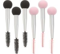 TEHAUX Double Head Eyebrow Stamper and Eyelash Brush Set 6pcs with Pink and Black Sponge Tips for Precise Makeup Application and Eyelash Styling