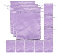 TEHAUX Drawstring Wig Storage Bags Satin 10Pcs for Travel and Business Packaging Portable Light Purple 15X20Cm