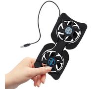 TEHAUX Dual Fans Laptop Cooler Portable Foldable USB Cooling Pad with Adjustable Height and Stable Silicone Pads for Office and Home Use Black