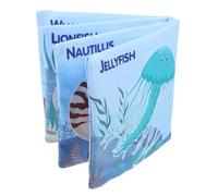 TEHAUX Early Learning Cloth Book for Boy Girl Soft Sensory Touch Feel with Crinkle Pages Portable Cognitive Development Book Newborn Gift for Educational Ocean Theme