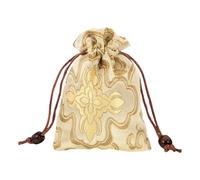 TEHAUX Elegant Chinese Silk Drawstring Jewelry Pouch Bag with Embroidered Fortune Design, Portable Storage Organizer for Buddhist Prayer Beads and Singing Bowls, for Travel and Daily Use