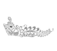 TEHAUX Elegant Silver Swan Modeling Crown Tiara with Rhinestones, Alloy Bridal Headpiece Comfortable to Wear, Not Easy to Deform, for Wedding and Performance Accessories Random Color
