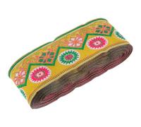 TEHAUX Embroidered Jacquard Ribbon Trim Polyester Ethnic Style 5cm Wide Lace Embroidery, Hand and Machine Washable for Clothing Crafts for Arts and Crafts Embellishments