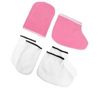 TEHAUX Exfoliating Moisturizing Gloves Moisture Absorption and 4 Pairs Thickened Foot Spa Covers Set for, Knitted Fabric Material to Home Use and Professional Beauty Salon