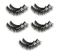 TEHAUX False Lash Extensions Fake Lashes Synthetic Fiber 5 Pairs Black with Diamonds Thick and Long Create Natural and Dramatic Eye Looks for Dance Performance or Daily Life