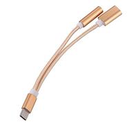 TEHAUX Fashion Type C Earphone Adapter Golden Charging Audio Converter for Phone Compact Portable Design Listen Charge Simultaneously Durable Material