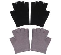 TEHAUX Fingerless Moisturizing Gel Gloves for Dry Cracked Hands, 4Pcs Set with Black and Grey Semi-Finger Beauty Gloves for Hand Skin Care and Hydration