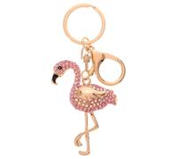 TEHAUX Flamingo Keychain Rhinestones Metal Pink Bling Flamingo Charm Keyring Purse Decor Sparkly Key Chain Hanging Ornament for Women and