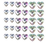 TEHAUX Flat Back Heart-Shaped Nail Art Rhinestones 38 White Ab Mixed Sizes 50G Approx 300 Pieces DIY Manicure Accessories for Nail Decoration and Beauty Embellishment