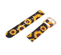 TEHAUX Floral Silicone Watch Strap for Watch Active Black Sunflower Printed Replacement Band Lightweight Sweat Resistant and Flexible Wristband for Women