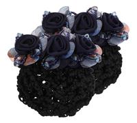 TEHAUX Flower Hair Net Clips 2pcs for Women with Netting Structure and Fabric Material, Elegant Hair Accessories Adding A Touch of Glamour, for Work and Daily Outfits