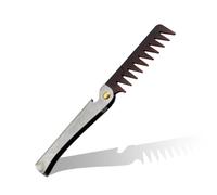 TEHAUX Foldable Wide Tooth Comb for Men with Stainless Steel Handle Anti-Static Hair Styling Comb and Massage Hairdressing Tool for Classic Retro and Slicked-Back Hairstyles