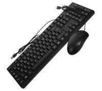 TEHAUX Full Sized Wired Keyboard and Mouse Set with French Characters USB Connection Number Pad Included for Desktop Computer Work and Gaming