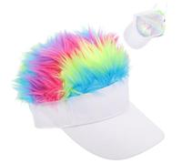 TEHAUX Funny Party Hat Fashion Hat Stylish Cotton Baseball Cap with Wig Decor on Top Fine Workmanship Sturdy Design for Girlfriend and Boyfriends Outdoor Mother's Day White Adjustable