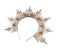 TEHAUX Gold Lolita Crown Headband, Decorative Goddess Ring Headpiece, Elegant Hair Accessory for Birthday and Cosplay