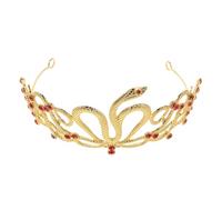 TEHAUX Gold Medusa Snake Crown Tiara Red Rhinestones, Bride and Queen Headpiece for Wedding, Birthday, Christmas Costume Party Accessories