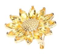 TEHAUX Golden Alloy Crystal Daisy Flower Brooch Pin Adding Sweet Glow and Personality for Ladies, Charming Floral Decoration Accessory for Decorating Sweater Or Dress