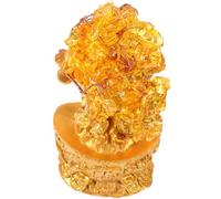 TEHAUX Golden Crystal Fortune Tree Statue, Bonsai Desktop Ornament