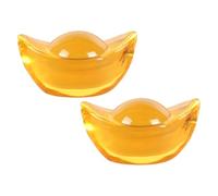 TEHAUX Golden Ingot Citrine Ornament Artificial Crystal 2pcs