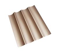 TEHAUX Golden Nonstick French Bread Baking Tray with Air Heat-Resistant Long Strip Mold for Home Kitchen Perforated Baguette Pan for Sourdough and Artisan Loaves