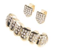 TEHAUX Golden Vampire Fake Teeth Not Easy to Deform Mouth Grills Comfortable Copper Material with Unique Stylish Design Costume Accessory for Halloween Party